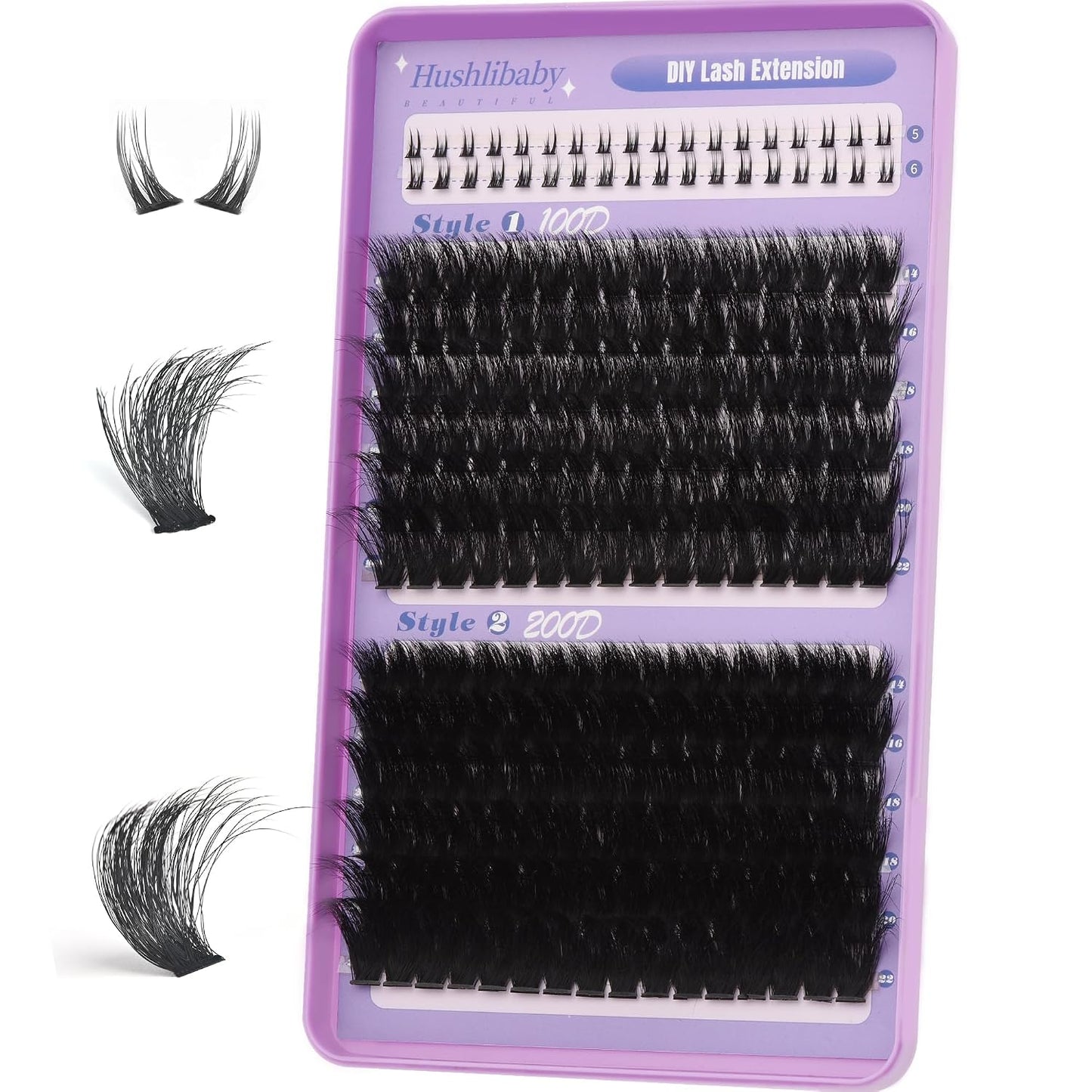 Lash Clusters - 100D & 200D Mega Thick Wispy Volume Lashes | 12-22mm, 280 Pcs Plant Fiber DIY Eyelash Extensions