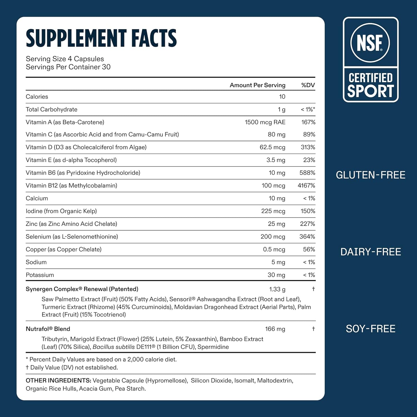 Nutrafol Men 50+ Hair Growth Supplements - Clinically Tested for Thicker Hair | 1 Month Supply, Refill Pouch