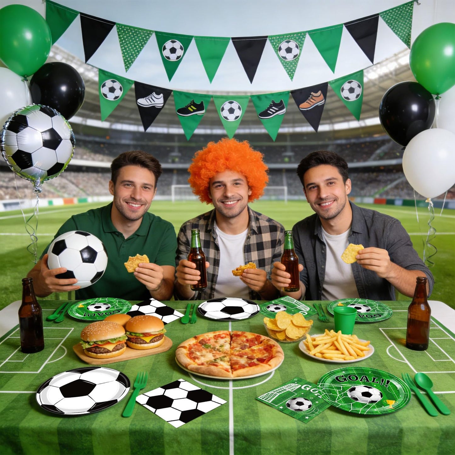LINHAXM Soccer Plates and Napkins, Disposable Paper 9-Inch Plates and Napkins, Soccer Party Supplies for Sports Birthday Party Decorations, Serves 24