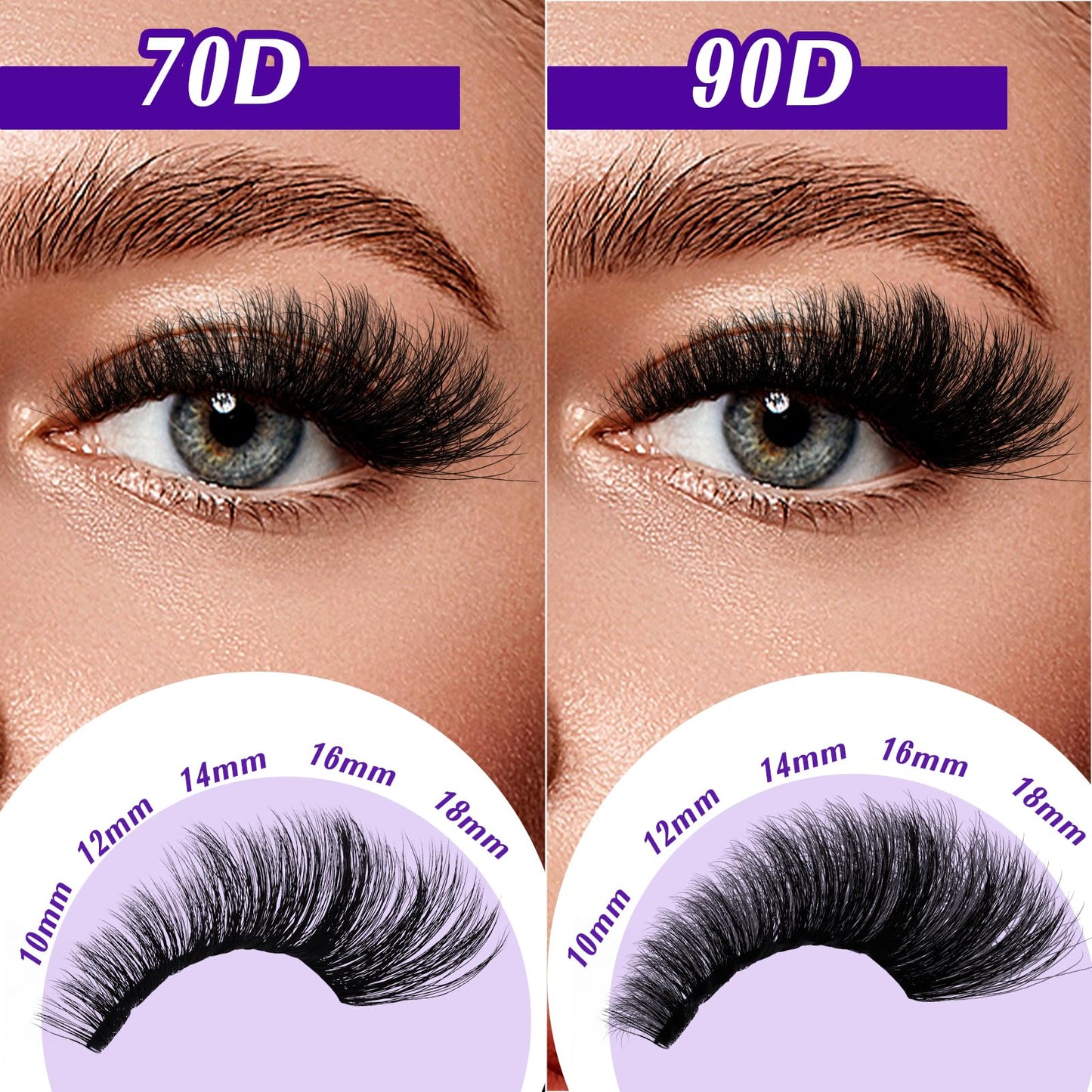 B&Qaugen Lash Clusters 3D Thick Eyelash Clusters 280pcs Cluster Eyelash Extensions 10-18mm 70D+90D Wispy Individual Lashes Volume Lash Clusters DIY Lash Extensions at Home (70D+90D-MIX10-18mm)