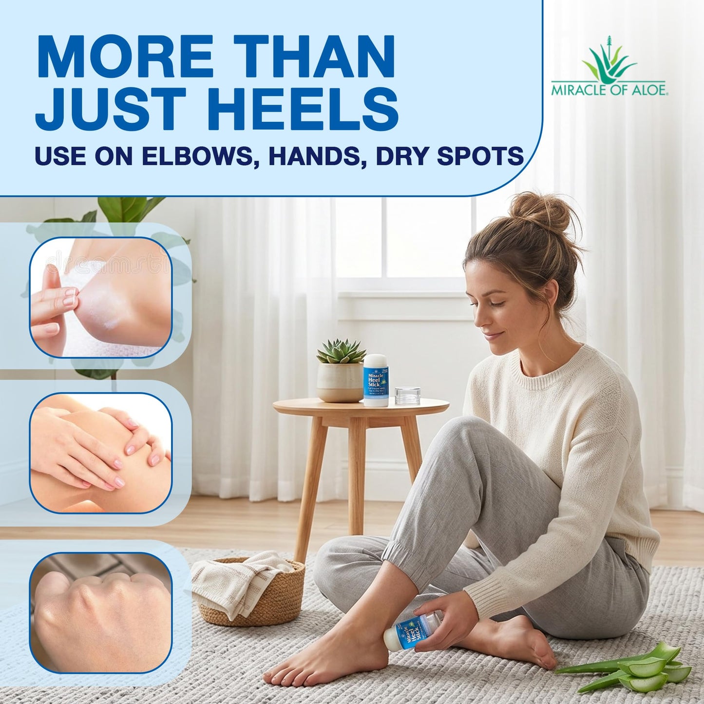 Heel Balm for Dry Cracked Feet - Miracle Heel Stick with Gel Socks - Moisturizes & Relieves Hard, Cracked Heels - Silicone Gel Infused Socks, Breathable & Washable - One Size Fits All