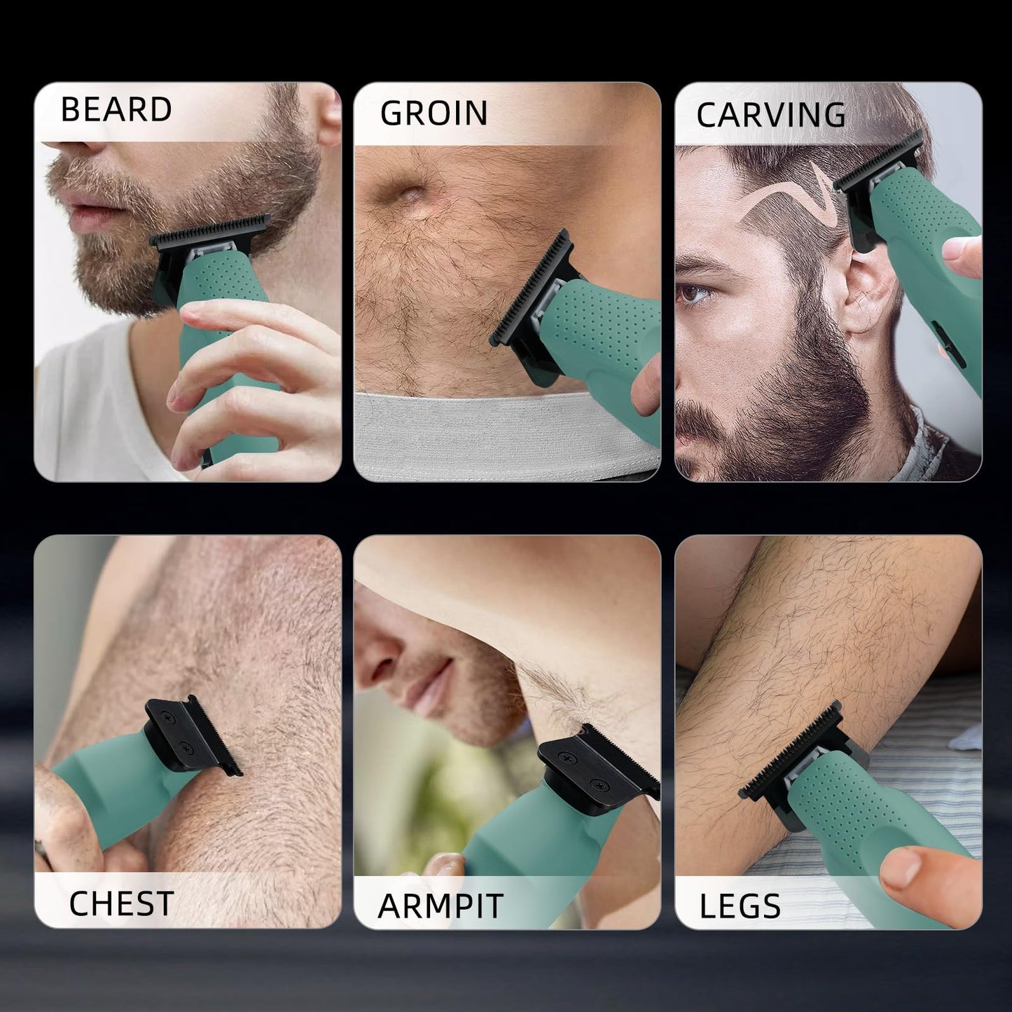 IWEEL Beard Trimmer for Men Professional Hair Trimmer for Men Hair Clippers Eletric Razor Shavers Zero Gapped T Blade Edgers Liners Cordless Rechargeable Mustache Grooming Kit for Body