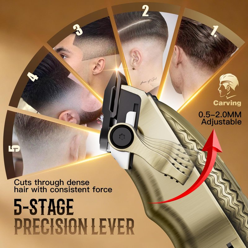 QQTIN Hair Clippers for Men Professional, Cordless Clippers and Trimmers Set for Hair Cutting, 8500RPM Rechargable Electric Hair Trimmer for Self-Haircut and Family Use (Bronze)