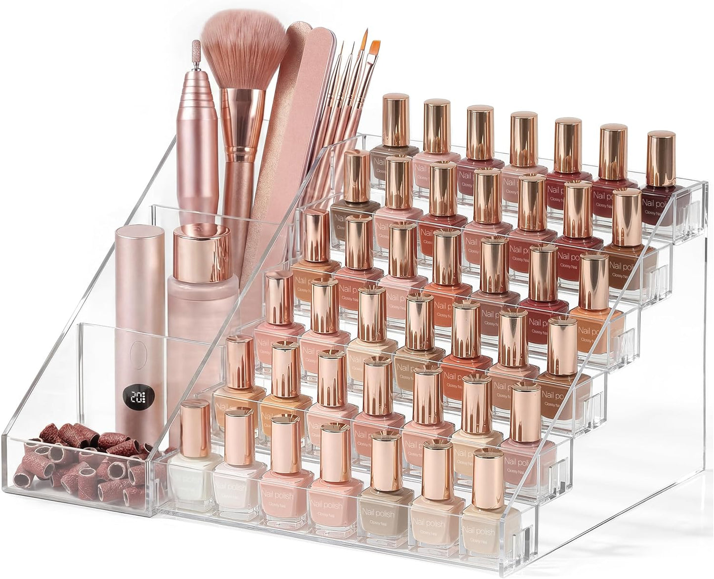 6 Tier Nail Polish Organizer - Clear Acrylic Display Stand for Gel Polish | Quick Assembly, Space-Saving Design