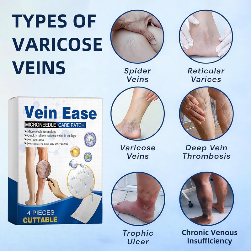 Vein Ease Microdarts Care Patch - Varicose Veins Treatment for Legs | Natural Ingredients, 2 Boxes