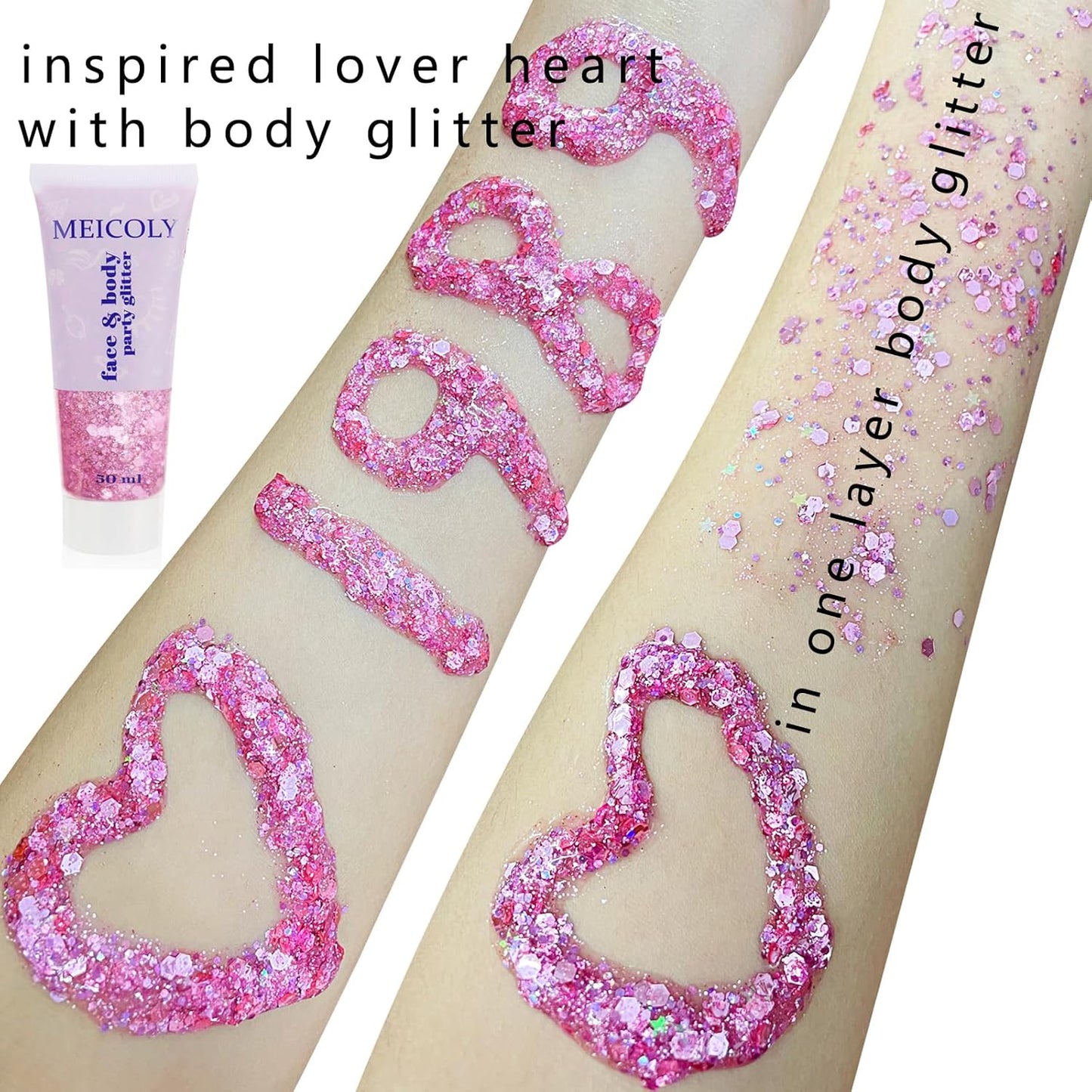 Pink Face & Body Glitter - Sparkly Hair & Makeup for Kids | Self-Adhesive Mermaid Glitter for Concerts & Halloween
