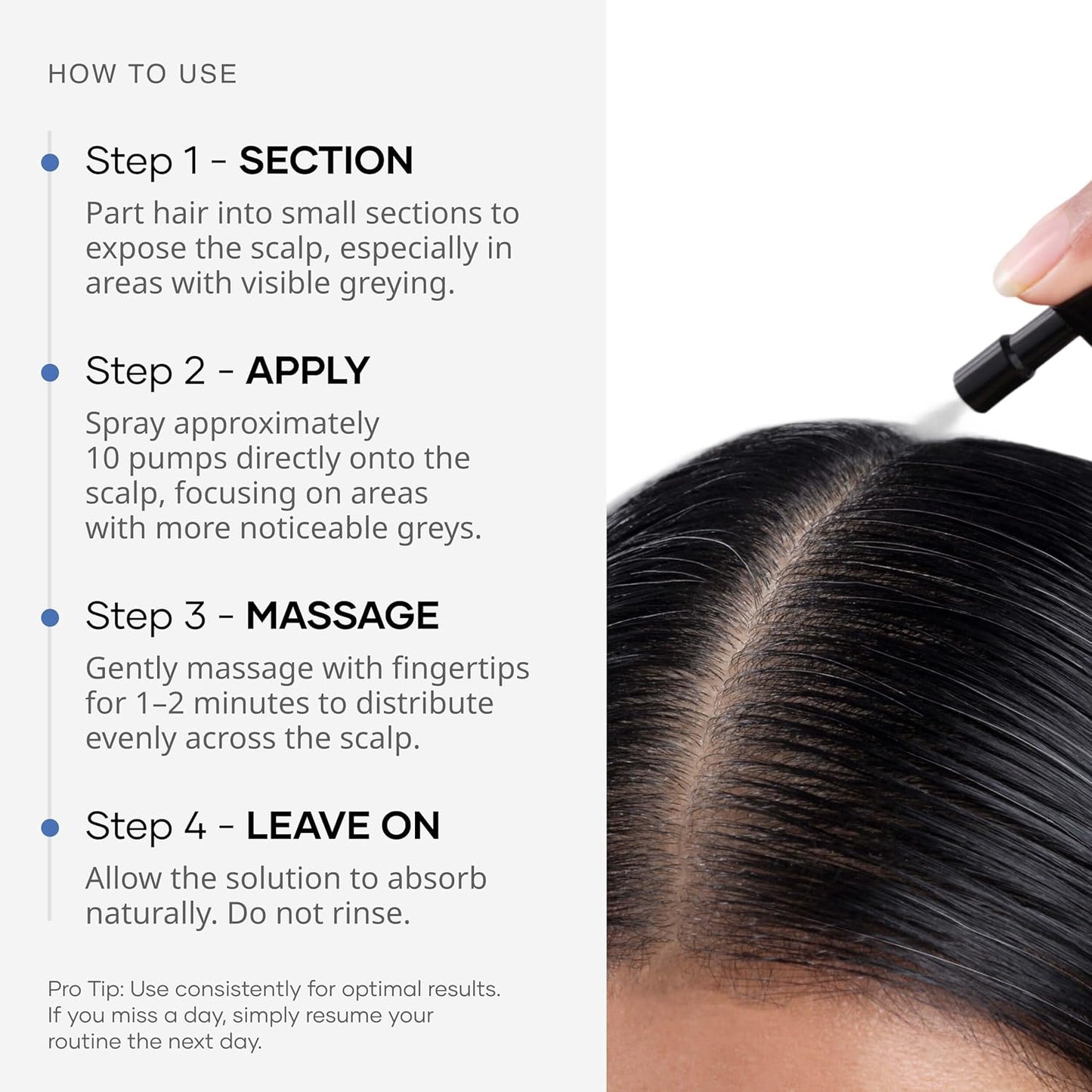 Cureskin Anti Grey Hair Serum - Gradually Restores Natural Hair Color | Peptide-52 & Acetyl Tyrosine | 15-Day Supply