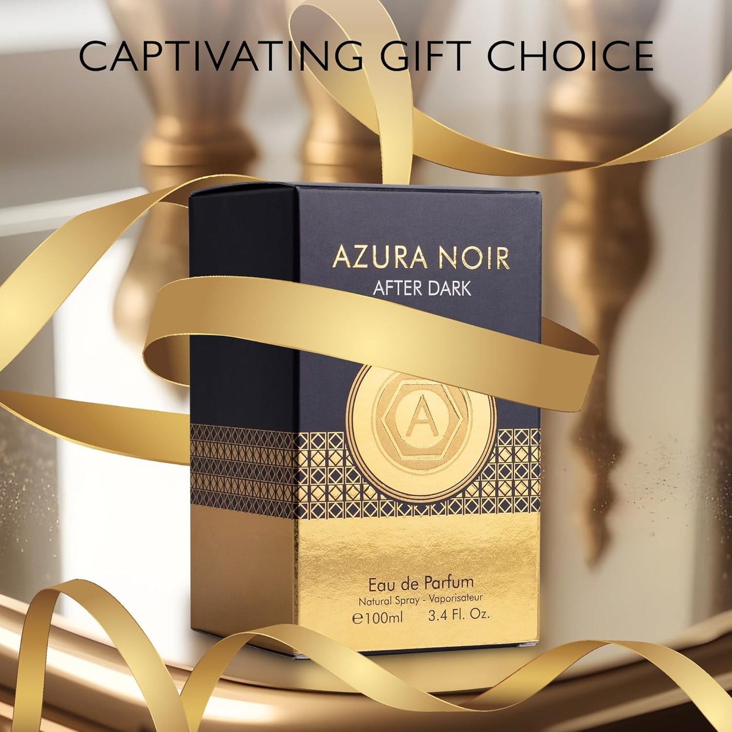 Azura Noir After Dark Eau De Parfum for Men | Woody Spicy Fragrance - 100ml Elegant Bottle with Citrus & Cinnamon Notes
