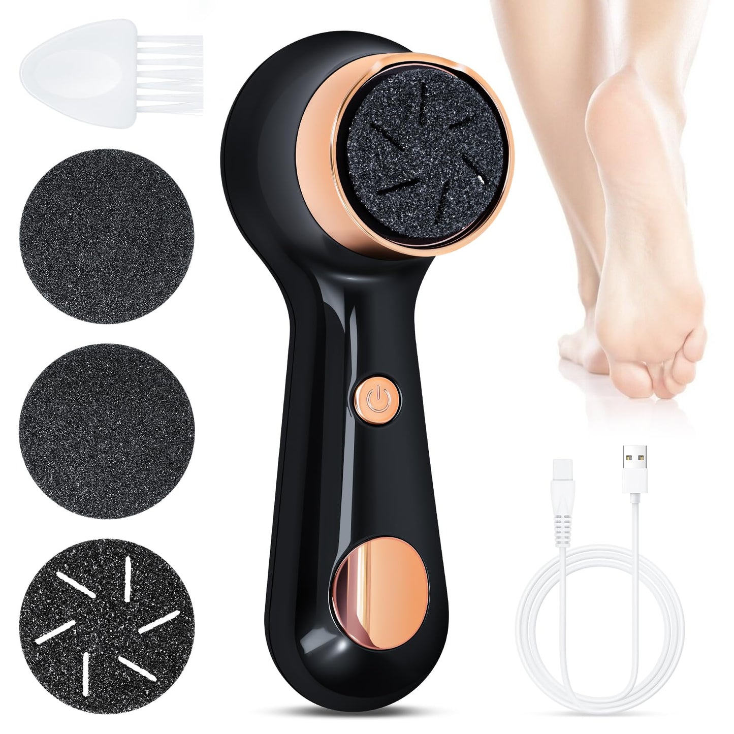 Shmian Electric Callus Remover for Feet, Rechargeable Foot File Pedicure Kit – Cordless Dead Skin Remover for Cracked Heels, Hard & Dry Skin, Waterproof Foot Care Tool for Home Use & Travel