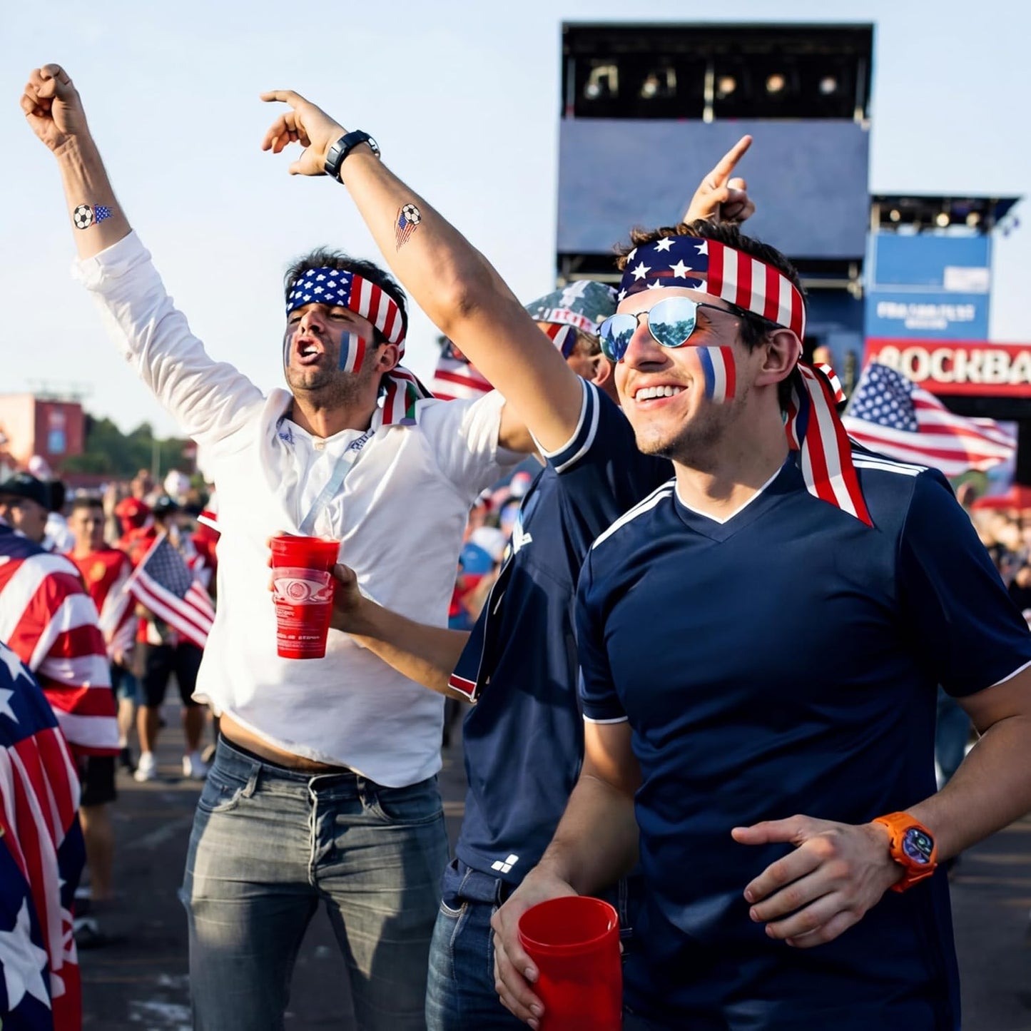 Soccer Fan Accessories Kit - Headband, Face Paint, 10 Temporary Tattoos & Game Day Essentials