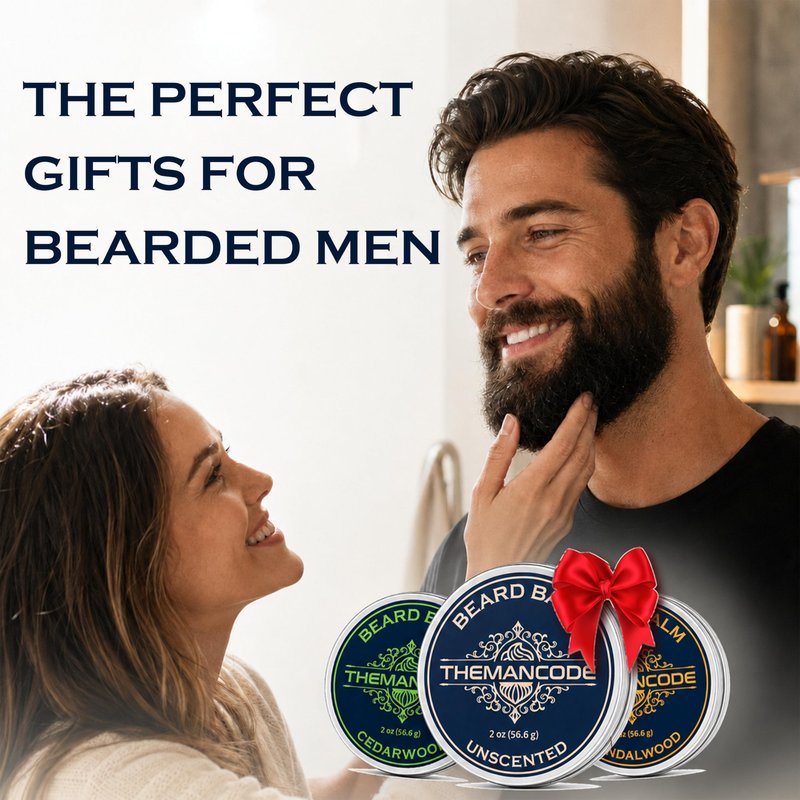 THEMANCODE Sandalwood Beard Balm for Men, Beard Butter, Beard Softener with Jojoba Oil, Beard Care Father Day Gifts, 2 oz