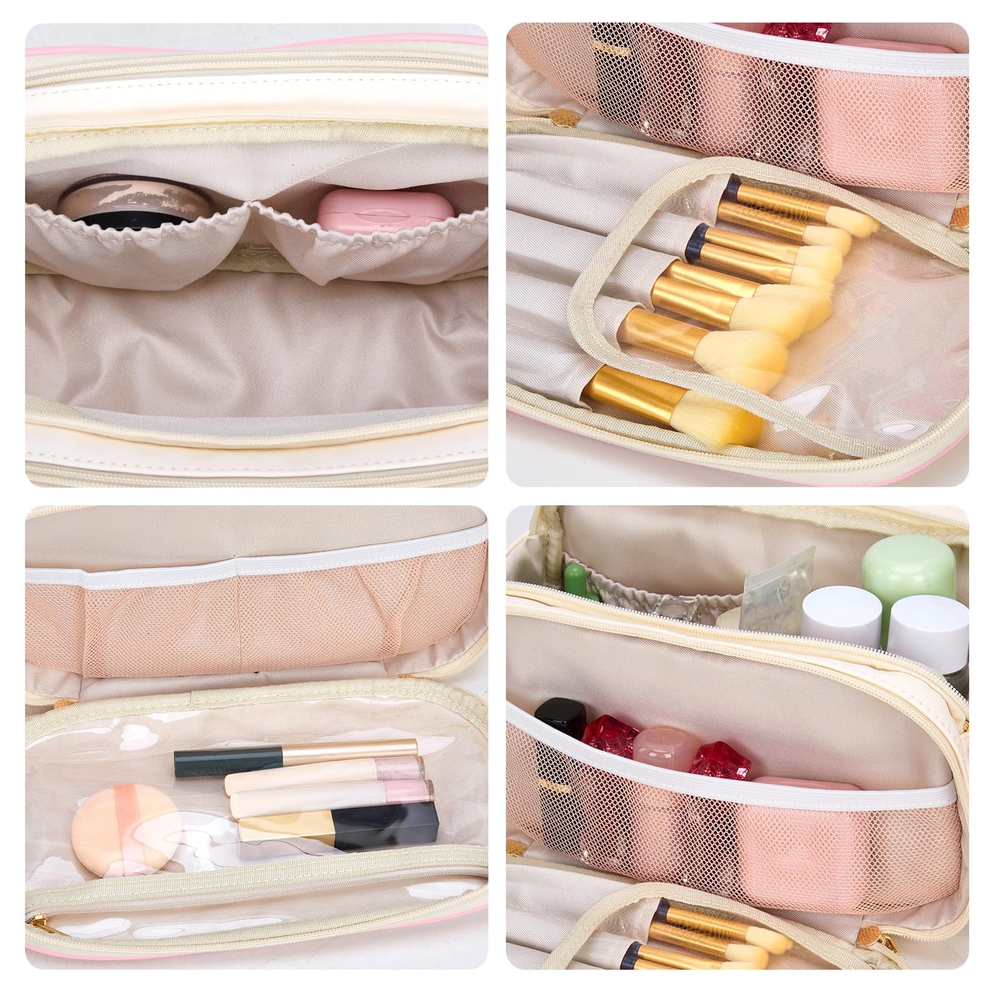 Montana West X Wrangler Large Makeup Bag Travel Toiletry Bag Portable Cosmetic Bag Make Up Organizer with Divider and Handle for Women WG393-9002BG-PK