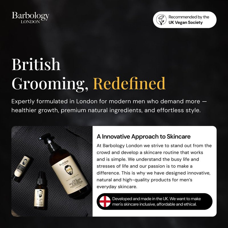 Barbology LONDON Vegan Multi-Purpose Beard Oil for Eliminating Dandruff and Impurities in Hair, 1.02 oz