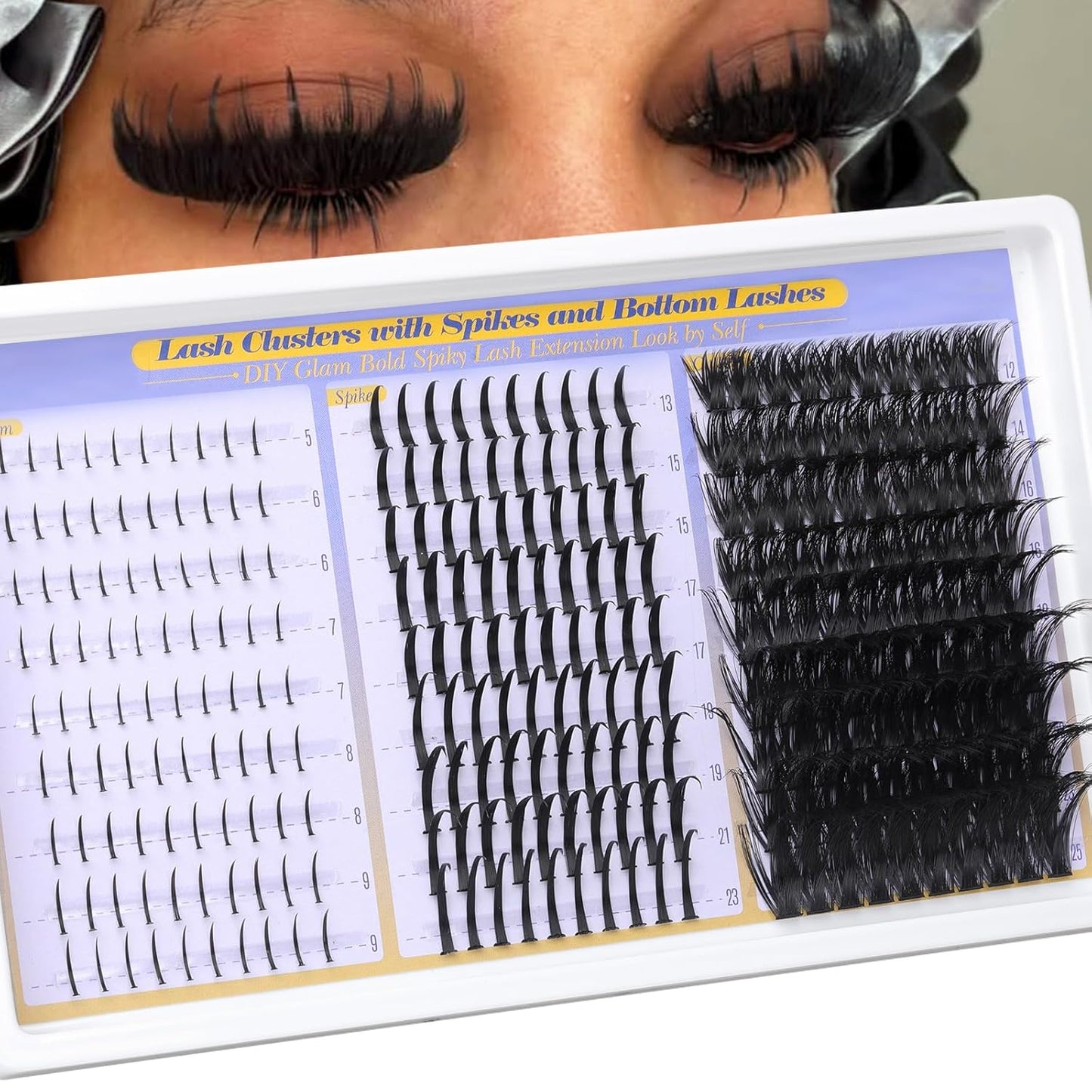 Fluffy Lash Clusters - 150D/200D/300D Thick Volume Eyelash Extensions | 12-25mm D Curl Wispy Individual Lashes for DIY Glam Look