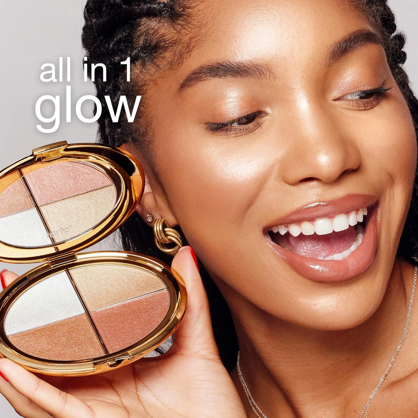Tarte Glow Wardrobe - Highlighting Eye & Cheek Palette | Vegan All-in-One Blush, Bronze & Highlighter, Full Size