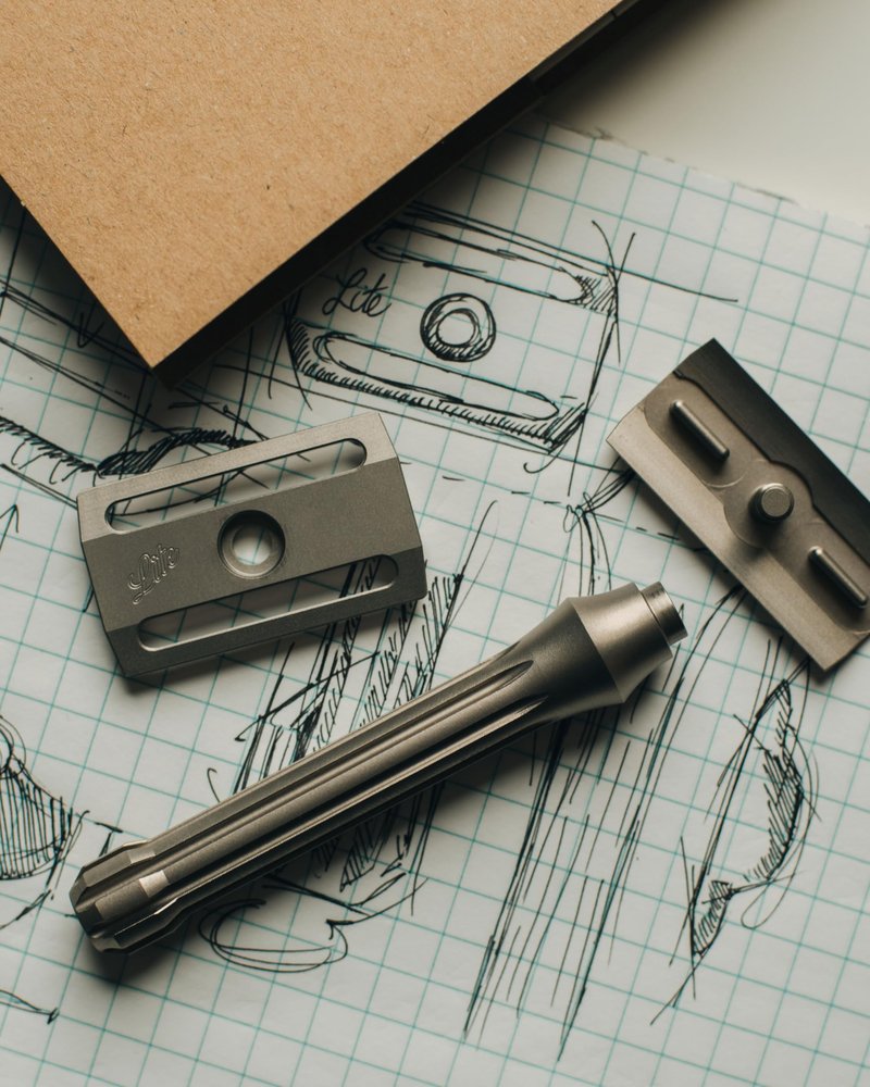 Blackland Blackbird Double Edge Safety Razor for Men - Titanium Satin Long Handle Lite Safety Bar - Grade V Titanium - Made in USA