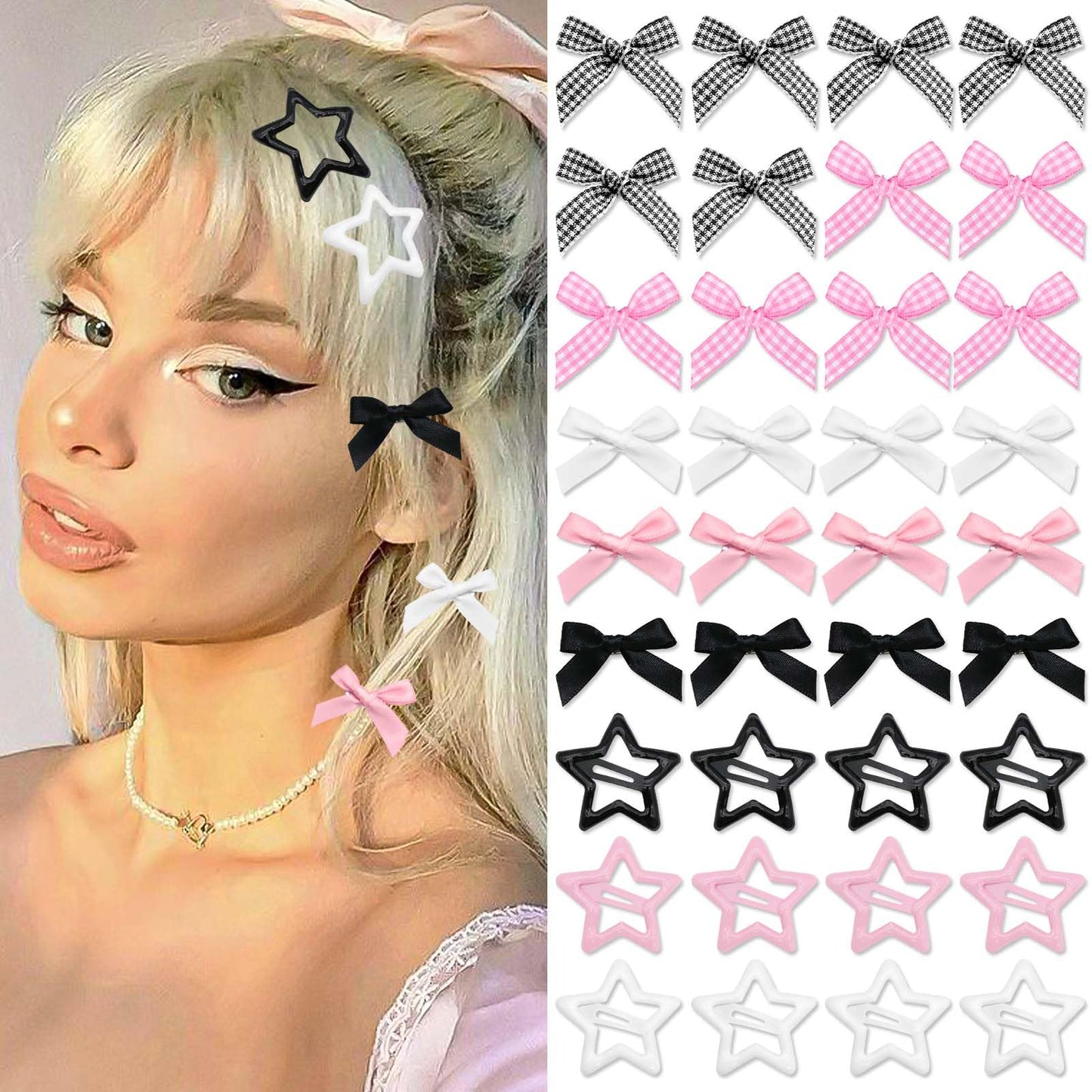 STGDAK 18 Pcs Mini Bow Shape Barrette Purple Star Hair Clips Y2k Accessories Kawaii Metal Clip Water Drop Snap Barrettes Cute Star Clip Christmas Hair Accessories For Women Girls Festivals Party