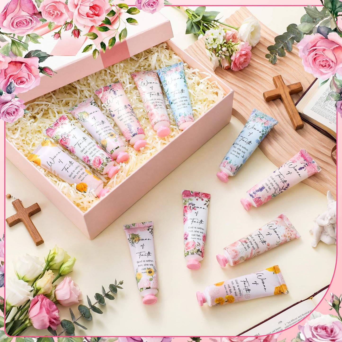 Loopeer 12 Pcs Christian Gifts for Women Bulk Women of Faith Hand Creams Bible Verse Religious Church Gifts Portable Hand Lotion for Vbs Ladies Group Prayer Welcome Bag Stuffer Party Favors