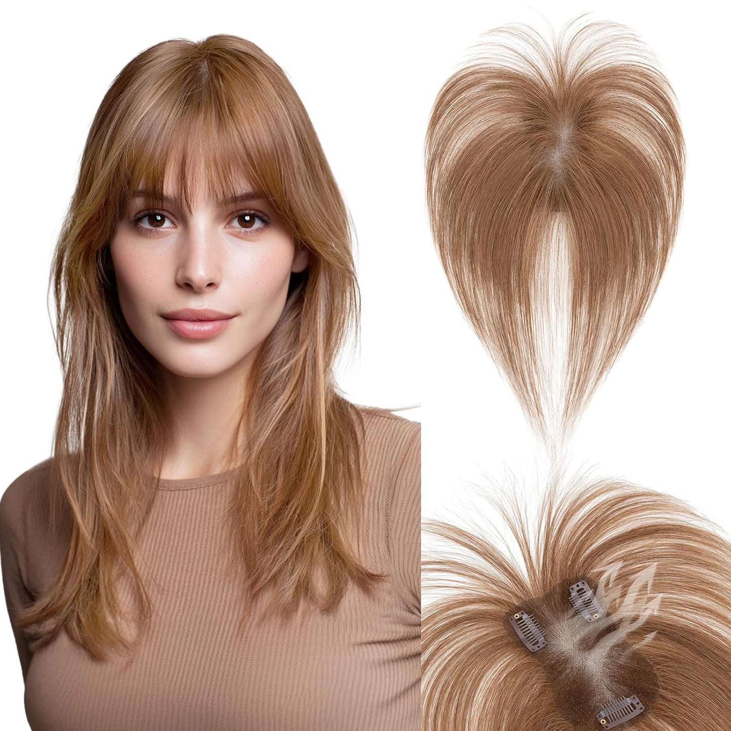 Human Hair Topper for Women - Lace Clip-In Hairpiece for Thinning Hair | Volume Boosting, 11 Inch Natural Black