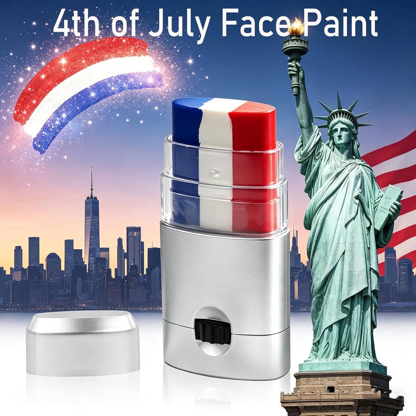 USA Flag Face Paint Stick - Red, White & Blue Crayon for 4th of July Celebrations | Easy Application