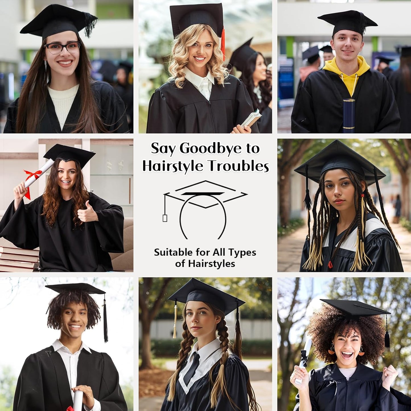 Graduation Cap Headband - Securely Holds Caps & Maintains Hairstyle | 1 Pack