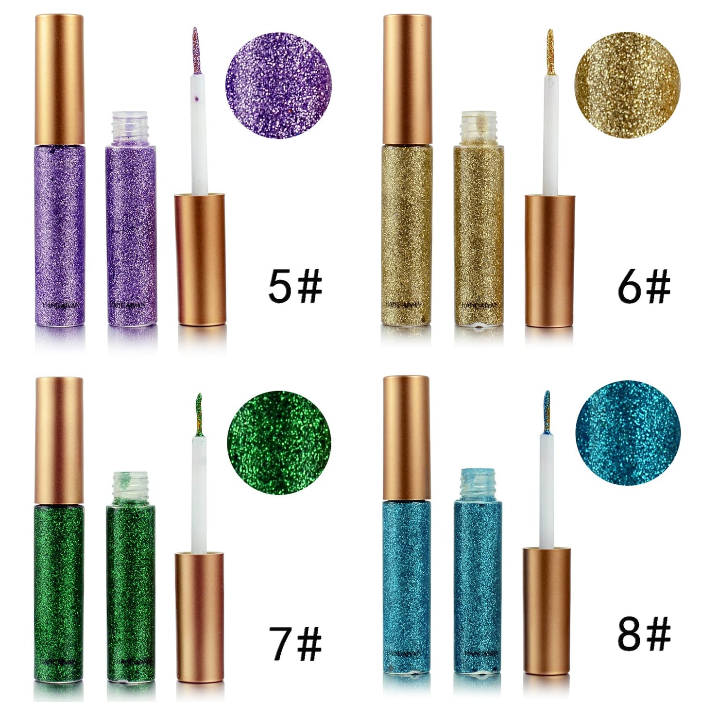 DekRion Glitter-Eyeliner,Pink-Giltter Eyeliner, Long-lasting Waterproof Eye-Glitter Makeup, Silver, Gold, Purple Green High-pigmented Colorful Eye Liner Liquid