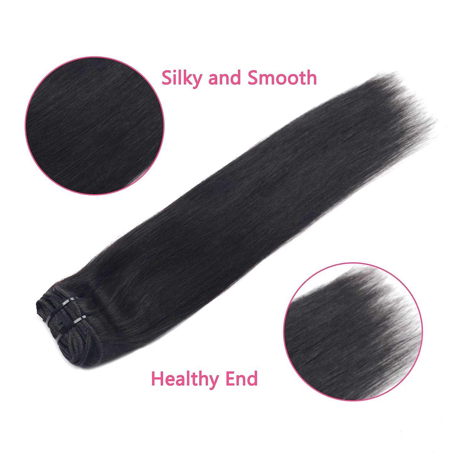 14 Inch Straight Clip ins For Women 100% Unprocessed Brazilian Virgin Hair Wear and Go Straight Clip in Hair Extensions Affrodable Clip on Hair 8pcs With 18 Clips 120g Natural Color