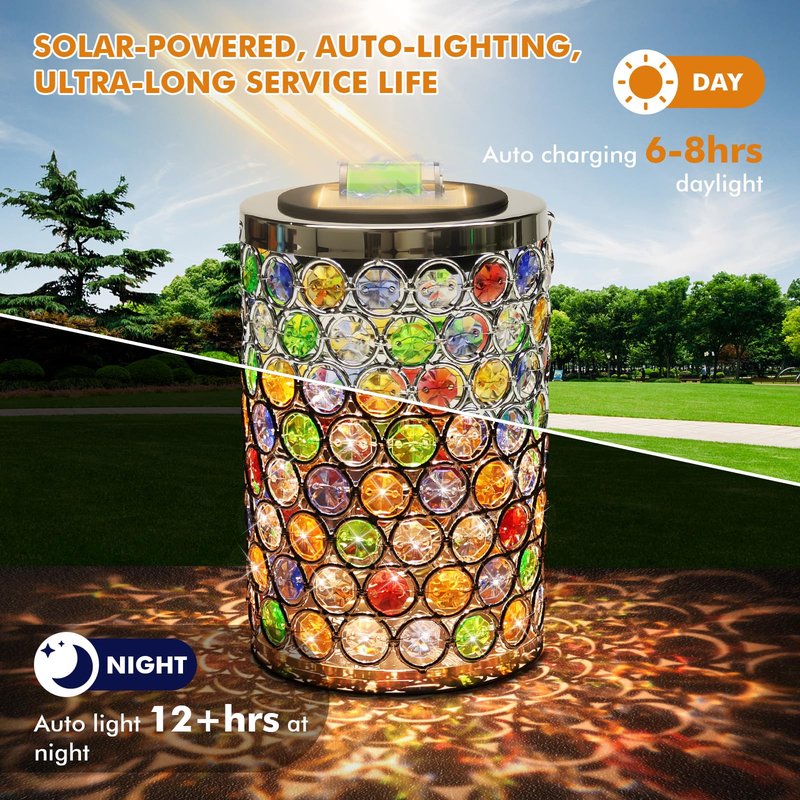 Gifts for Women, Solar Lanterns Outdoor – Mosaic Crystal & Hummingbird Hanging Solar, IP65 Waterproof Solar Powered Decor for Patio, Garden, Backyard, Pathway, Birthday Gifts