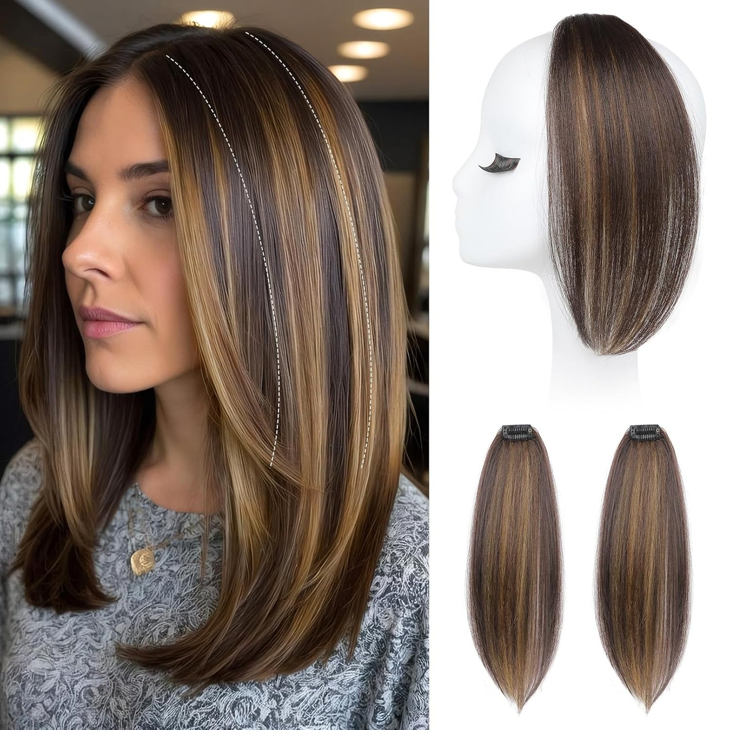 Clip In Hair Volumizer - 12 Inch Thick Hairpieces for Extra Volume | Off Black, 2PCS