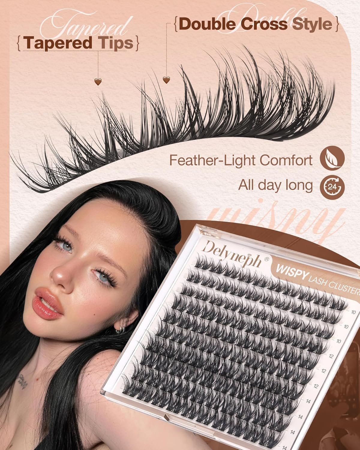 Natural Fluffy Eyelash Clusters Kit - Wispy D Curl Extensions 10mm, 12mm, 14mm