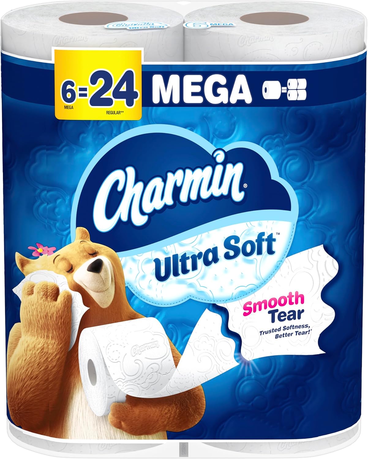 Charmin Ultra Soft Toilet Paper - 6 Mega Rolls | Equivalent to 24 Regular Rolls
