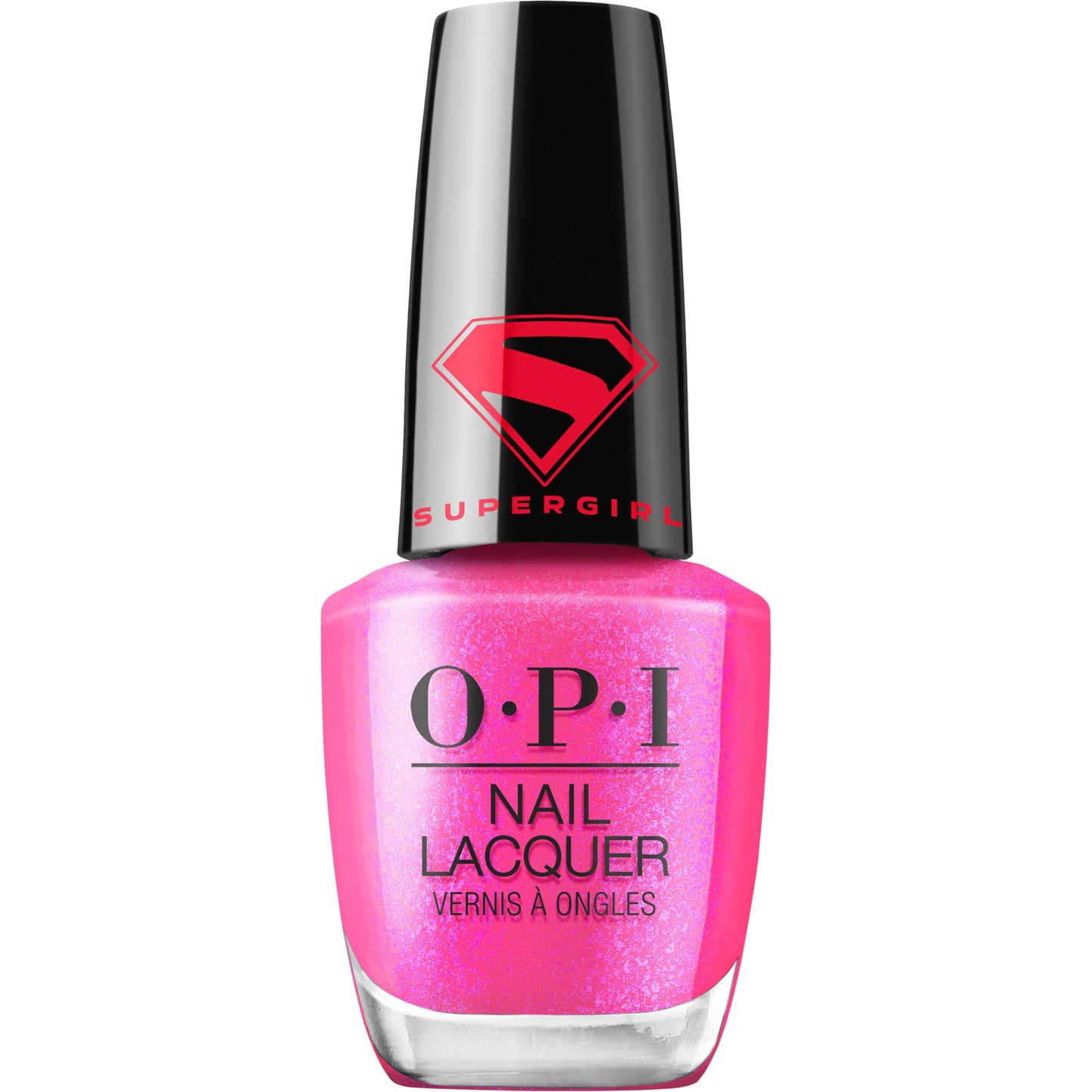 OPI Nail Lacquer Power up Pink | Opaque Bright Cool Pink Shimmer Chip Resistant Nail Polish x Supergirl Collection