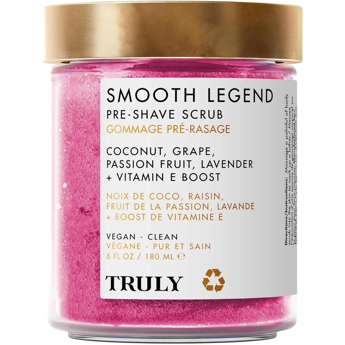 Truly Beauty Smooth Legend Pre-Shave Scrub | Exfoliating Sugar Body Scrub for Silky Skin & Ingrown Prevention | With Coconut & Grape Seed Extract | Hydrating Pre-Shave Exfoliant | Smooth Razor Glide