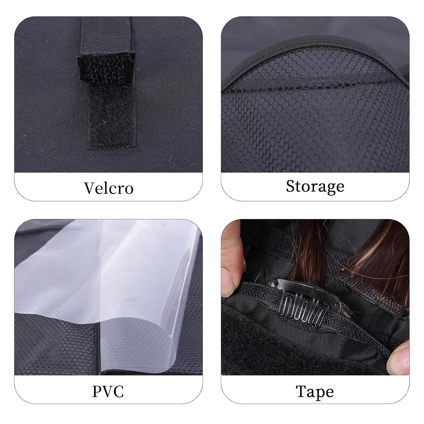 Travel-Friendly Halo Hair Extensions Holder Bag - Lightweight PVC Storage for Multiple Hairpieces | Portable & Easy Fold (Black)