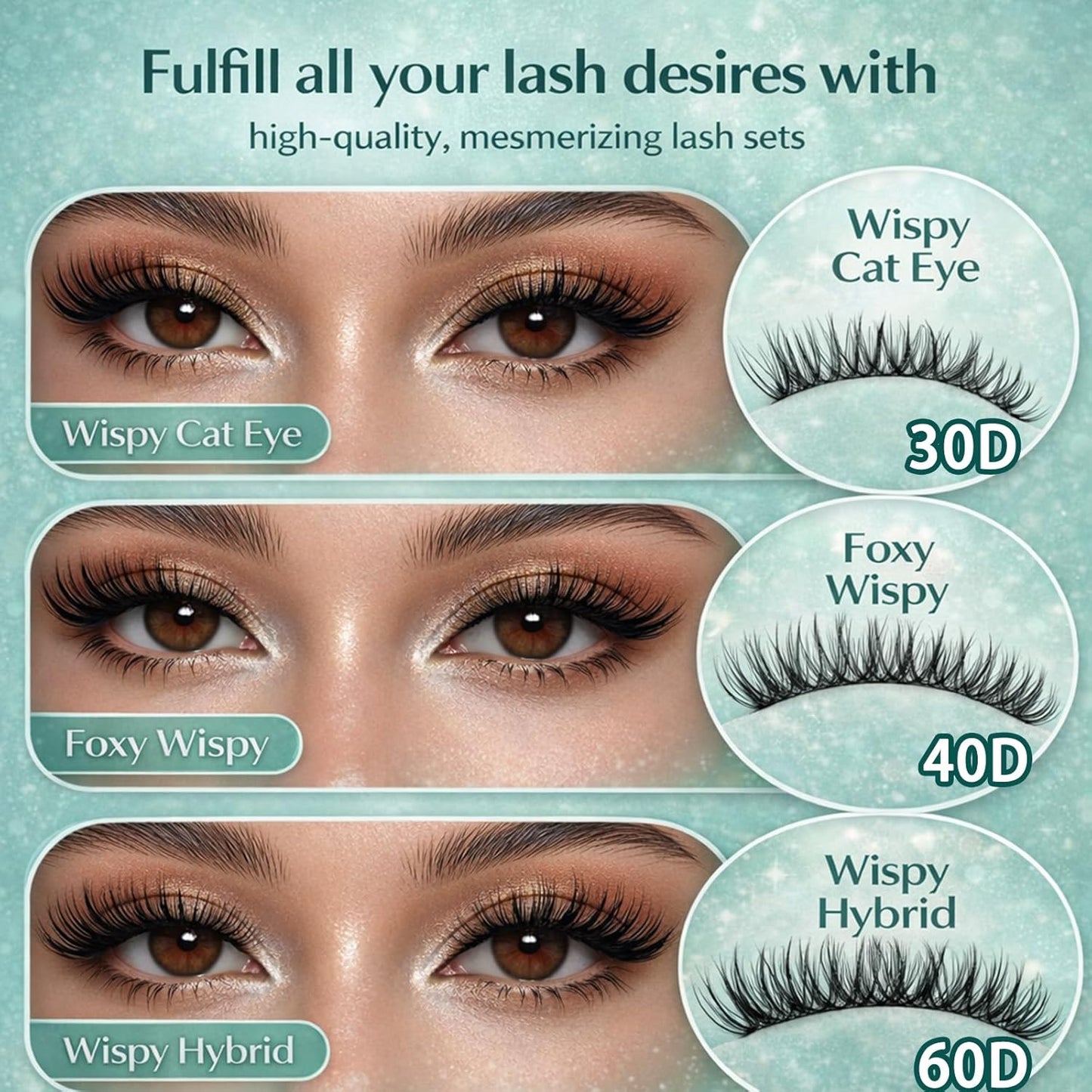 Lash Clusters Kit - 640pcs Wispy 30D/40D D Curl Individual Extensions | Natural 9-16mm with Bond, Seal & Tweezers