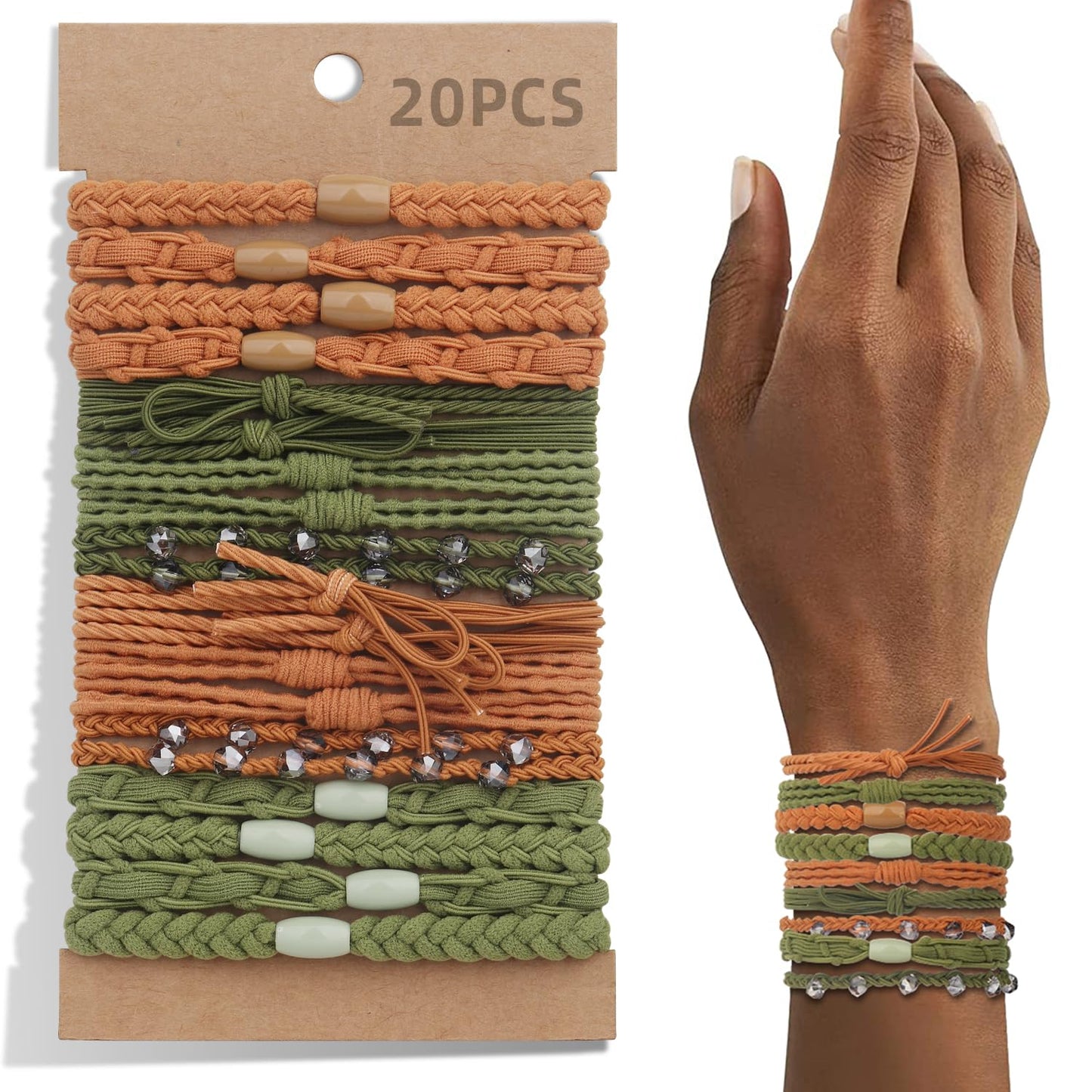 25 Pcs Hair Tie Bracelets - Stylish Boho Hair Ties for Women | No Damage Ponytail Holders in 6 Trendy Colors