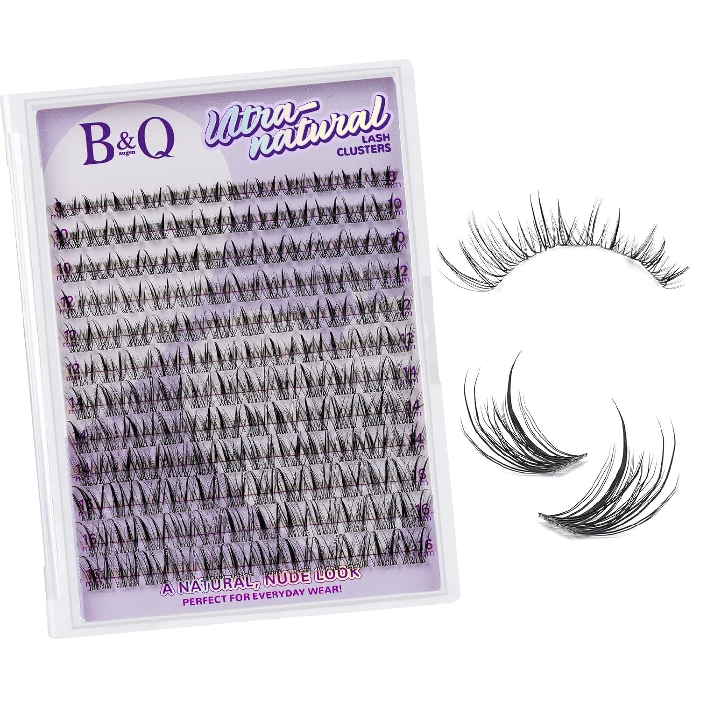 Eyelash Extension Kit - 10-18mm D Curl Lash Clusters with Bottom Lashes | DIY Bond & Seal Applicator