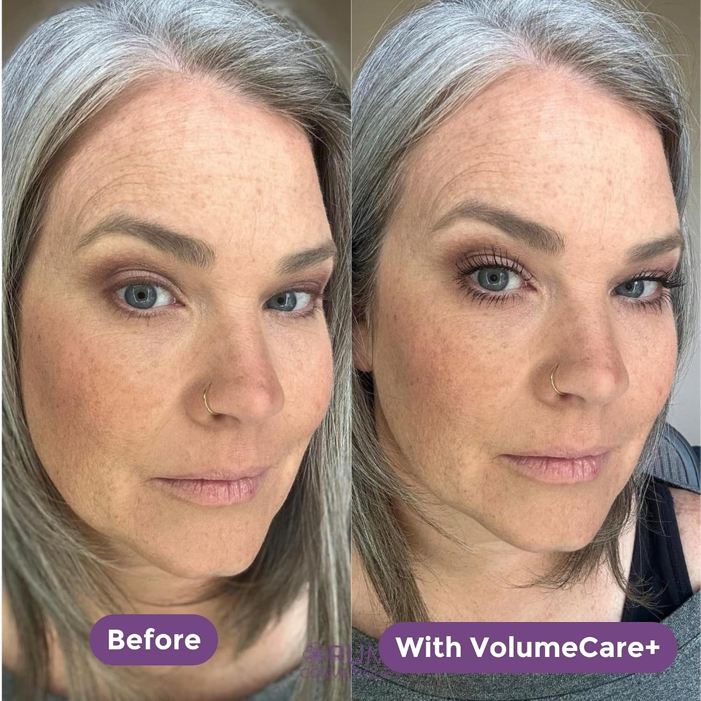 VolumeCare+ Mascara for Mature Women - Extreme Length & Volume 2-in-1 Formula | Hypoallergenic, No Clumps, Natural Black