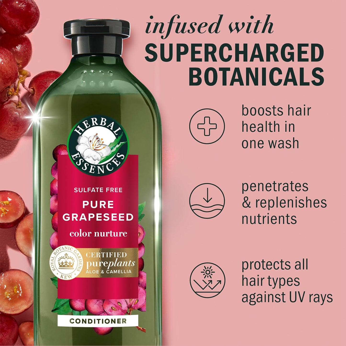 Herbal Essences Pure Grapeseed Conditioner - Sulfate-Free Hair Protection & Color Nourishment | 13.5 fl oz
