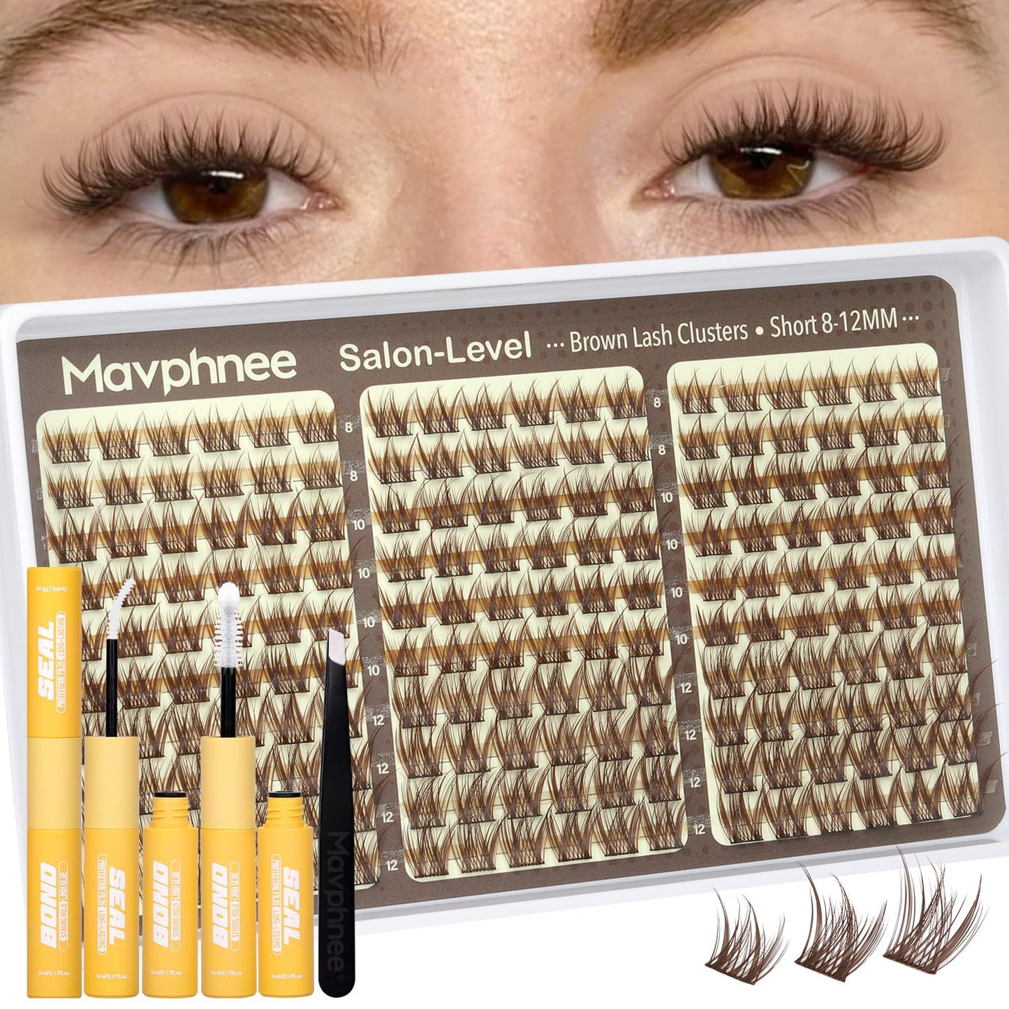 Natural DIY Lash Extensions - C-Curly Cluster Eyelashes | 216 Pcs Wispy Cat Eye Lashes for Beginners