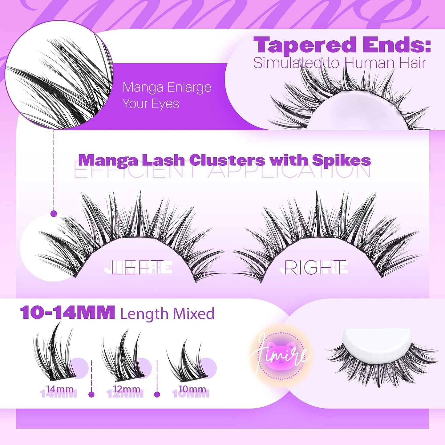 Manga Eyelash Clusters - Natural C Curly 10-14MM Wispy Individual Lashes | 110Pcs DIY Extensions
