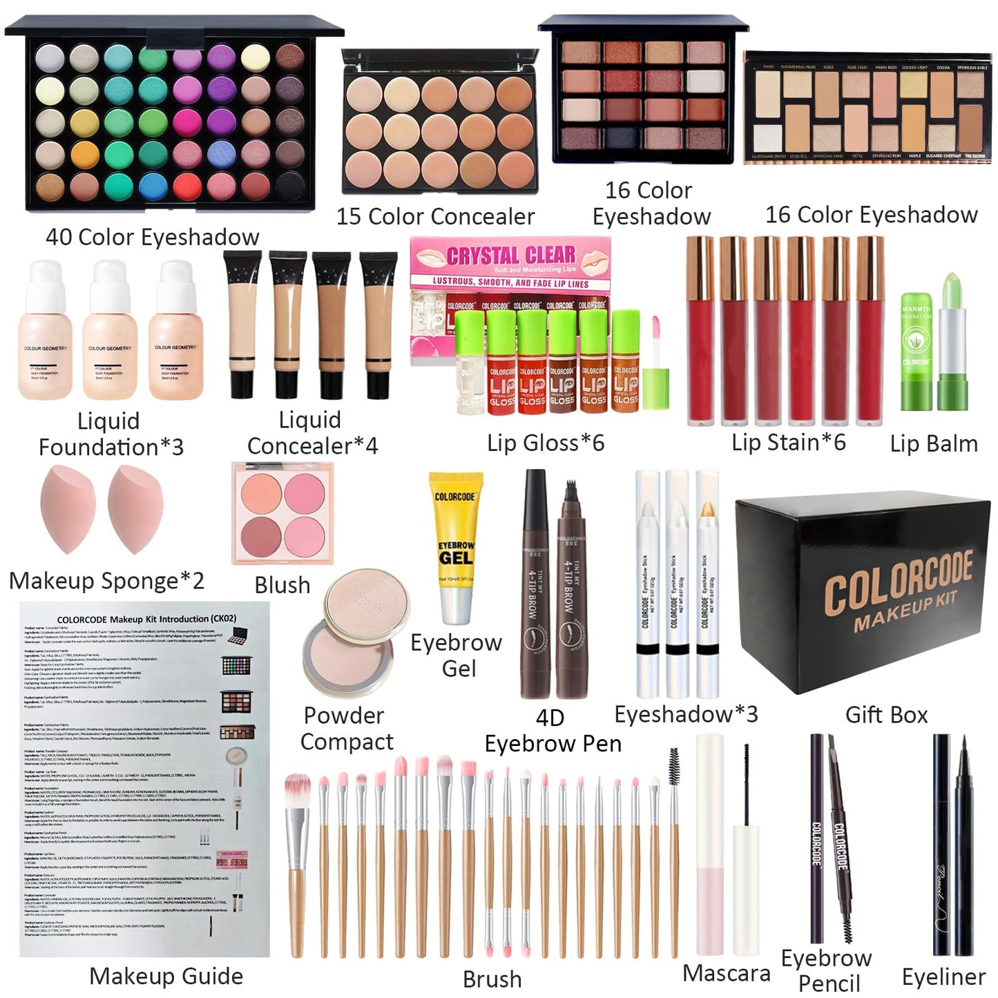 All in One Makeup Kit for Teens, Gifts for Teenagers Girls Women, Professional Makeup Set with Eyeshadow Palette Eyeliner Mascara Face Powder Concealer Foundation Lip Gloss Brush Set False Lash Kit