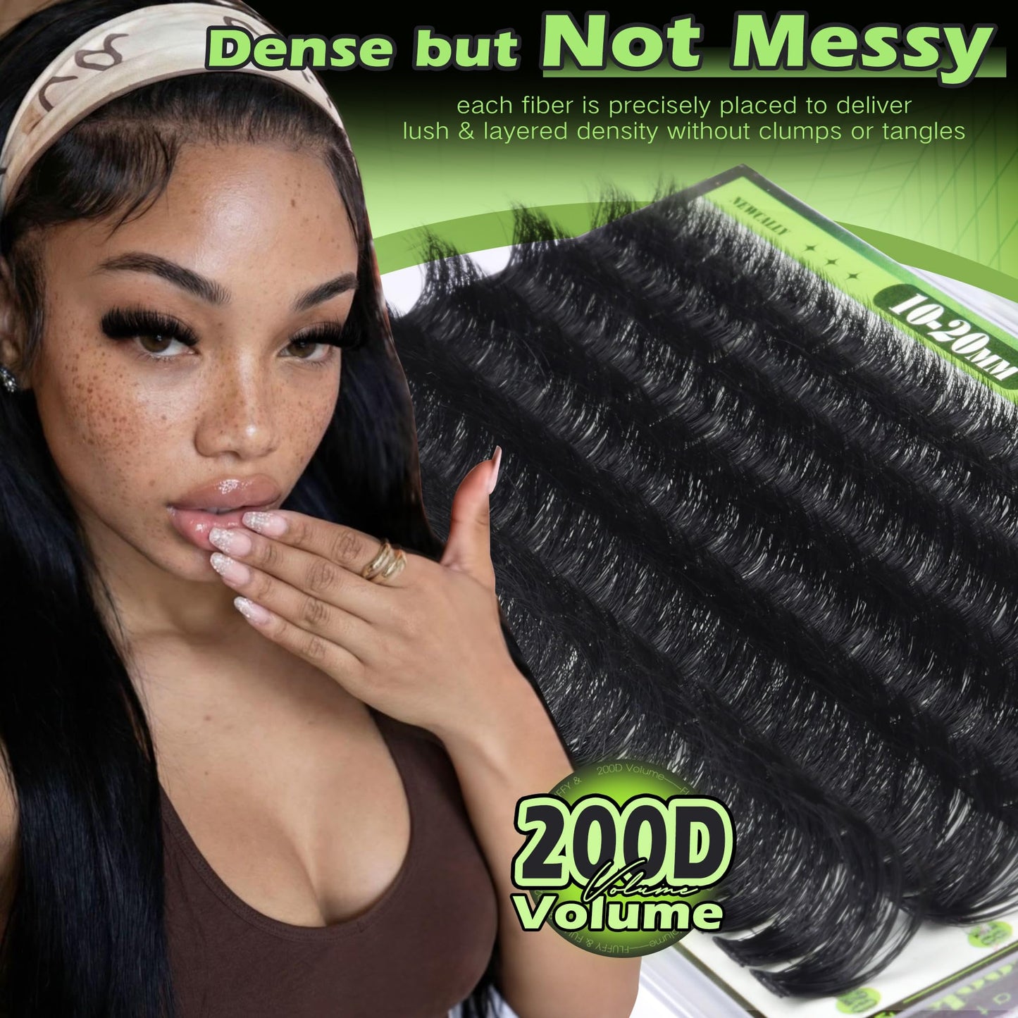 200D Lash Clusters Fluffy Volume Eyelash Clusters Long 10-20MM Lash Extension D-curly Thick Cluster Eyelash Extensions Individual Lashes Easy Application by Newcally
