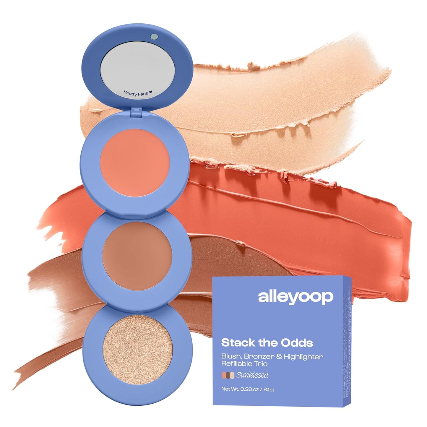 All-in-One Cream Makeup Palette - Blush, Contour, Bronzer & Highlighter | Stackable Face Palette for Easy Touch-Ups & Travel Convenience