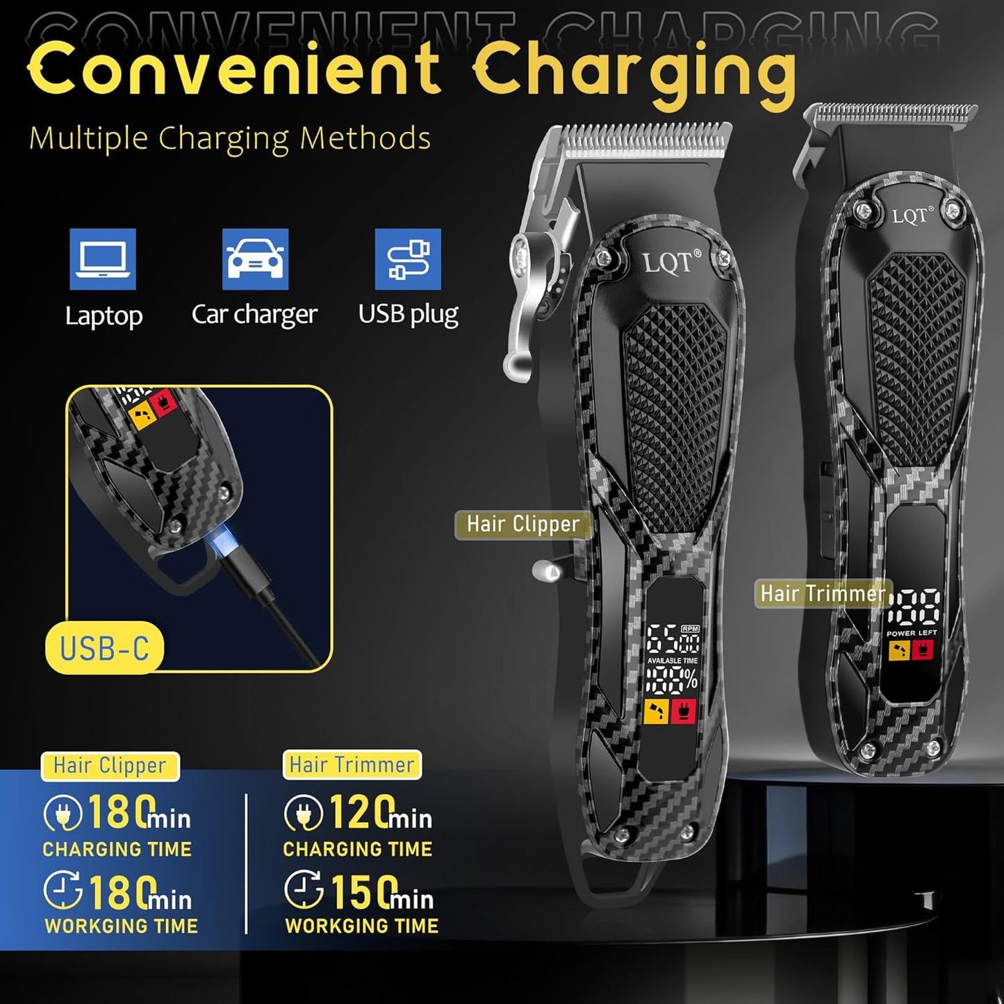 Rechargeable Cordless Hair Clippers for Men - Professional Beard Trimmer & Electric Shaver Kit | LCD Display, Perfect Gift for Dad