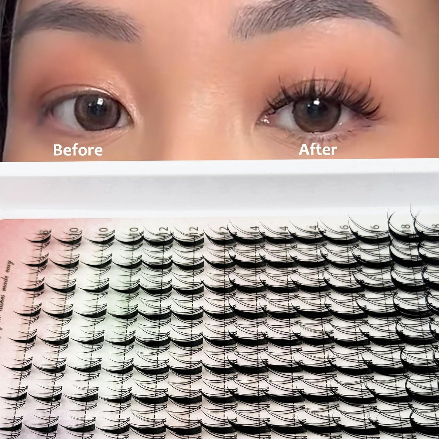 Manga Cluster Eyelash Extensions - Spiky C-Curl Wispy Lashes | 8-18MM, 140pcs, Ultra-Thin Band