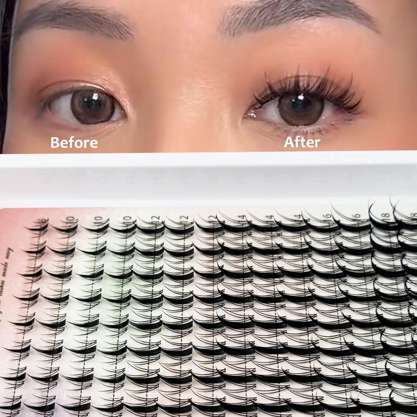 Fairy Lash Clusters Manga Cluster Eyelash Whybraw Anime Lash Clusters Spiky Eyelashes Extensions Natural Look C-Curl Individual Wispy 8-18MM 140pcs Wet-Look Eye Lash Ultra-Thin Clear Lash Band