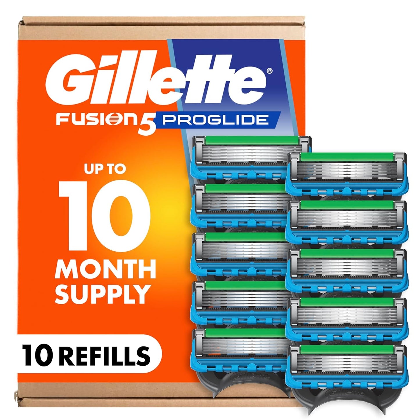 Gillette Fusion5 ProGlide Men's 5-Blade Razor Blade Refills - Precision Trimmer, 10 Count