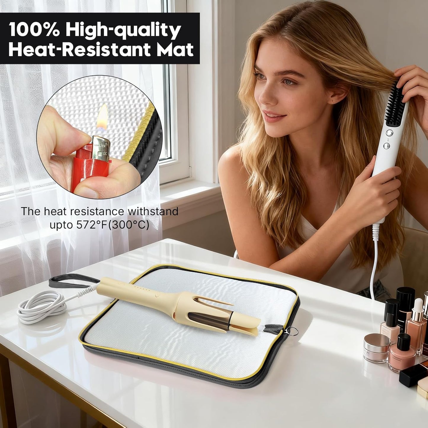Hair Tools Organizer Bag - Heat Resistant Travel Case for Flat Irons & Curling Irons | Portable Black Pouch