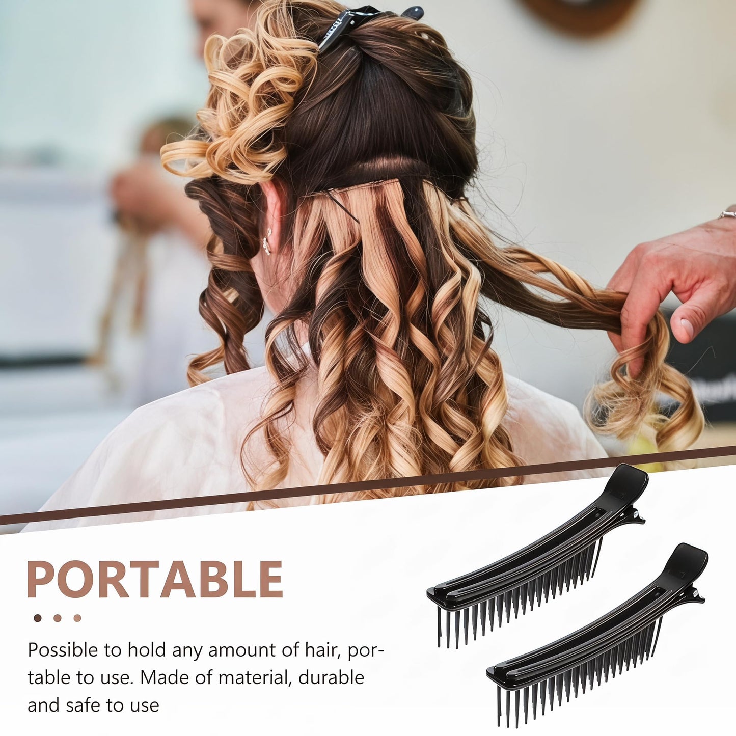 2pcs Hair Sectioning Clips Stylist Nonslip Hair Clips Comb for Professional Salon Sectioning Haircuts Dying DIY Accessories